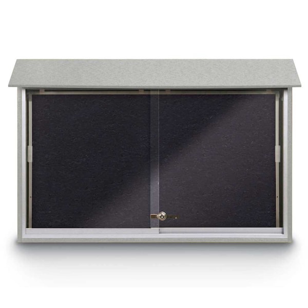 Outdoor Enclosed Combo Board, 72"x36", Bronze Frame/Blue & Pearl